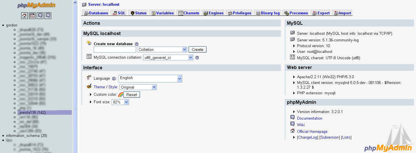 Hosting Control Panel and open PHPMyAdmin tool