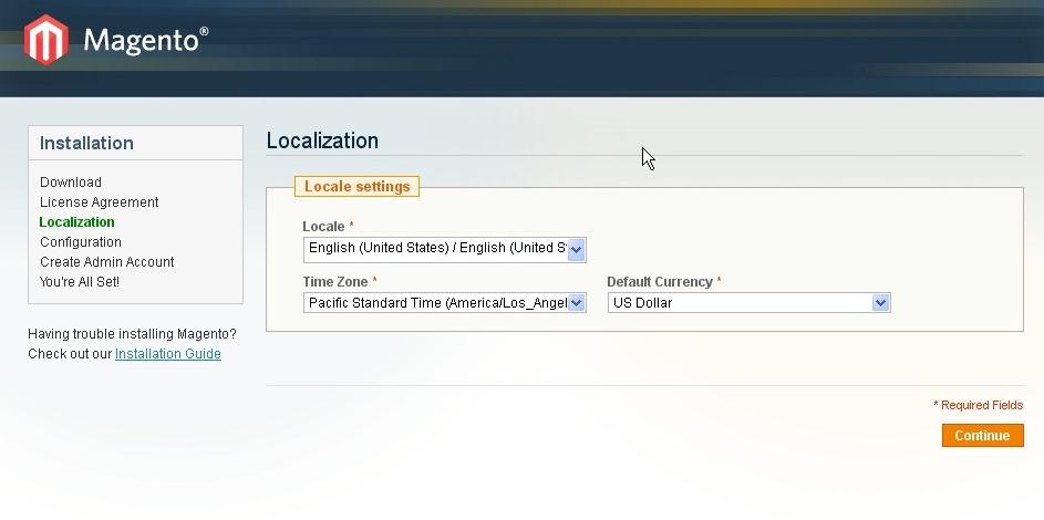 Magento Localization Page