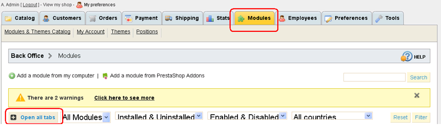 Login to your admin panel and navigate to the modules tab