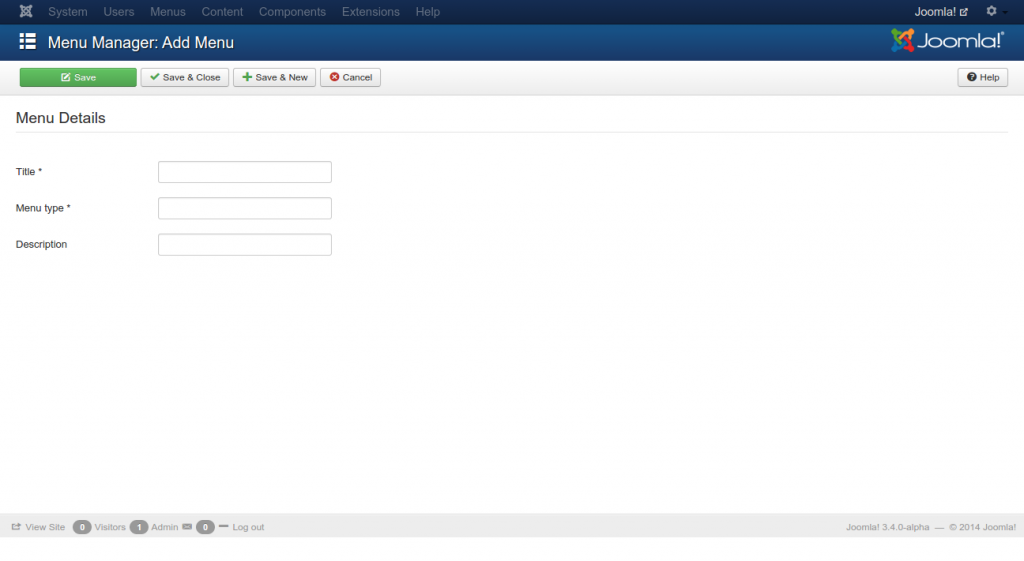 Joomla Menu Manager