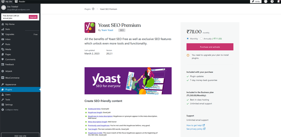 Yoast SEO, a built-in SEO plugin in WordPress.