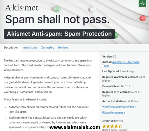 Akismet WordPress Anti-spam plugin