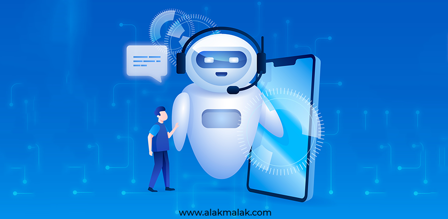 A chatbot solving queries of a customer through chat.