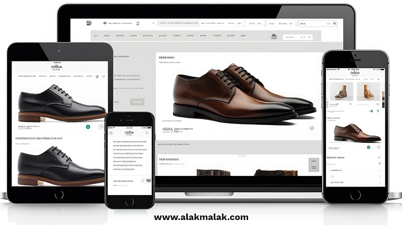 Example of a Mobile UI showing shoes website on desktop and mobile.