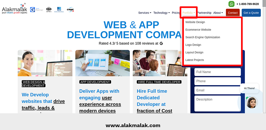 Diversified portfolio of Alakmalak Technologies for website design, eCommerce websites, logo design, layout design and many more.