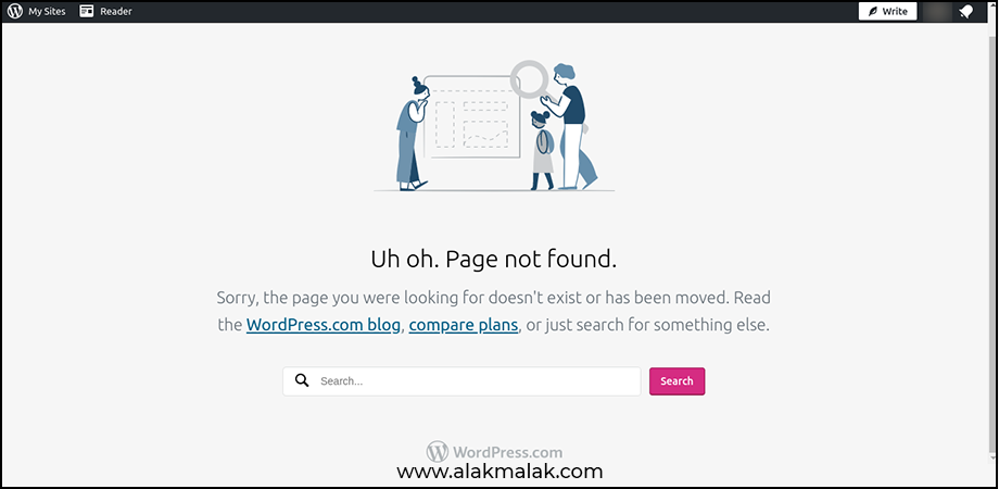 WordPress error message "Page not found" (404 error) on a computer screen.