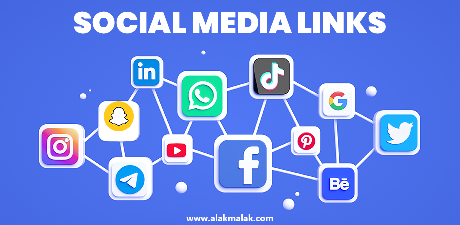 Social Media Links and Platforms like Facebook, Instagram, Twitter, Pinterest, LinkedIn, YouTube, TikTok, Snapchat, Yelp