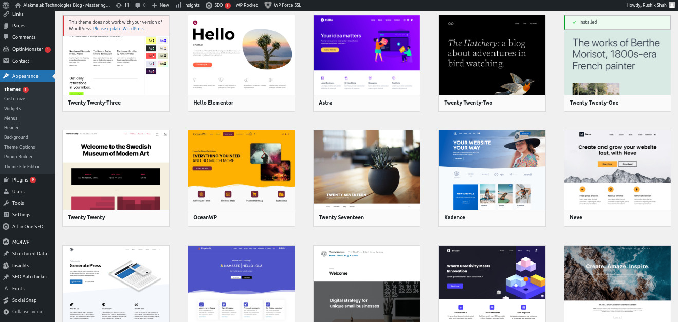 Wordpress Theme Dashboard