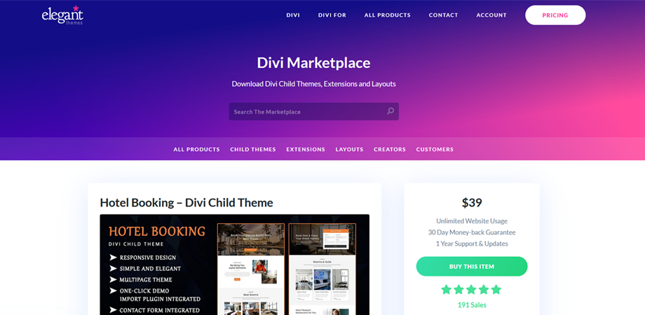 Website Design Template for Divi Marketplace