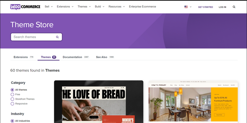 WooCommerce offers thousands of themes to choose from for your website