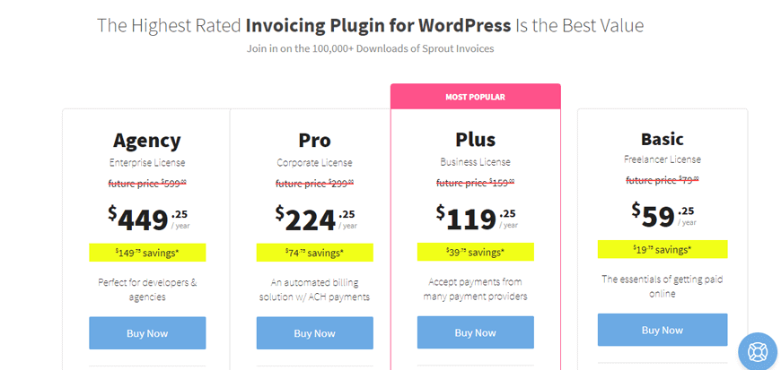 Different WordPress Plugins Packages and Pricing.