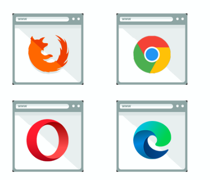Different browser icons shows wordpress is suitable for all browsers.