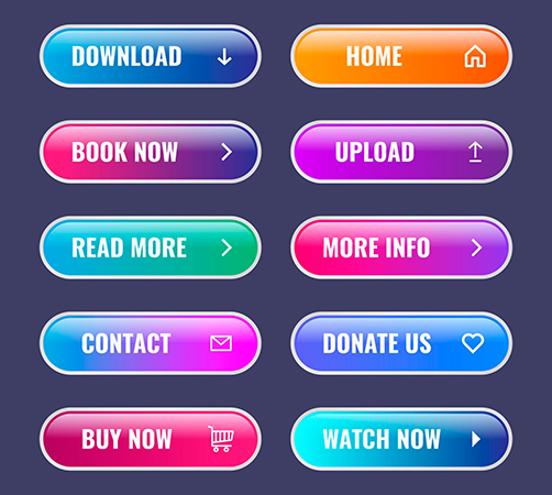 Different Colorful Call To Action Buttons examples.
