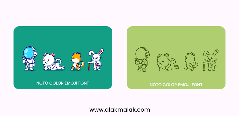 Emoji Fonts: Noto Color Emoji and its monochromatic sibling, Noto Emoji