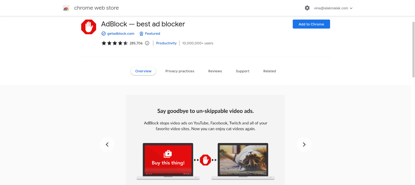 AdBlock Google Chrome Extension to block ads.