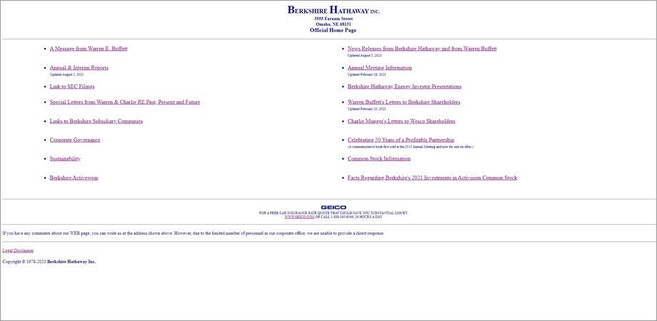Berkshire Hathaway Inc. Website Design