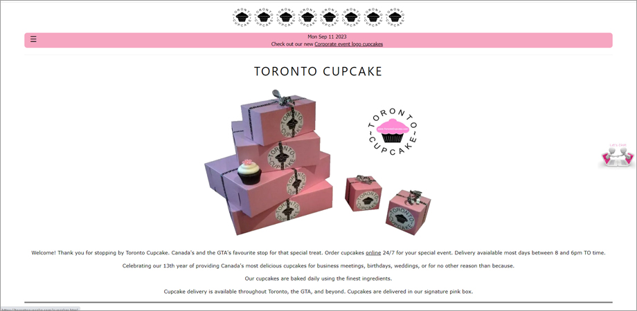 Toronto Cupcake website
