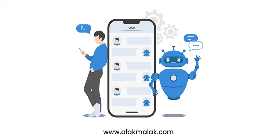 Man interacting with chatbot via smartphone app, illustrating AI-powered conversational interfaces as a key trend in iOS app development 
