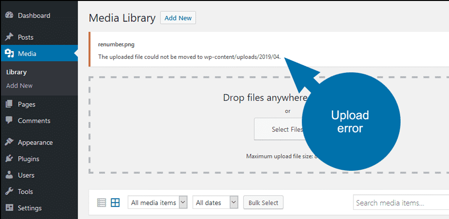 Wordpress Media Errors i.e. image upload